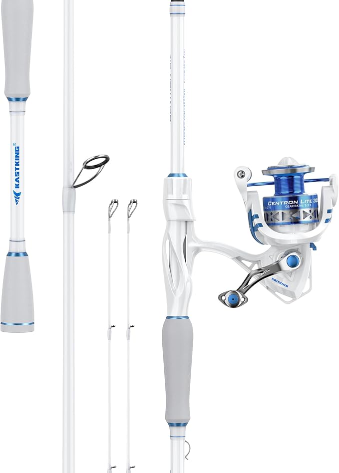 KastKing Centron Lite Travel Fishing Rod and Reel Combo, Packable Twin-Tips Spinning & Baitcaster Combos, Lightweight IM6 Graphite, Portable Multi-Piece Kit for Bass Trout, Freshwater Travel