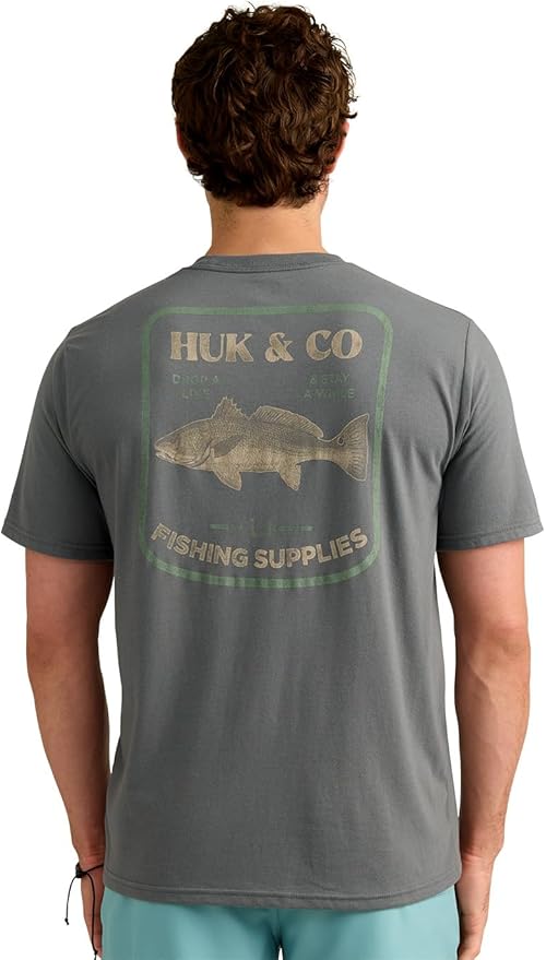 HUK Mens Performance Fishing Logo Tee, Short Sleeve T-Shirt for Men