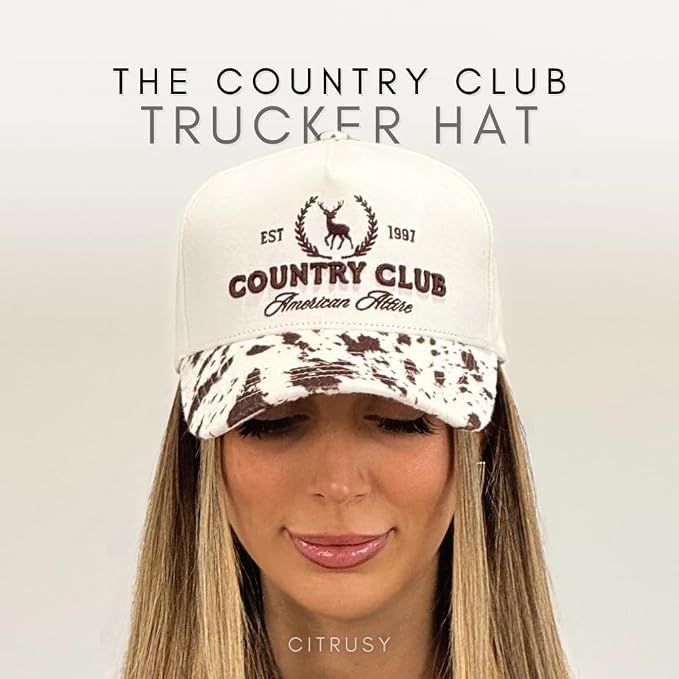 Vintage Western Trucker Hat | Men & Women | Country Cute Caps for Cowgirls Cowboys | Camo Denim Embroidered Cotton | Snapback