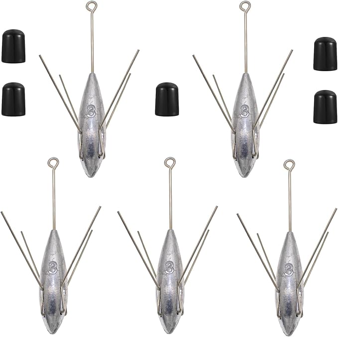 5 Pcs Sputnik Sinker Fishing Weights Lead Surfing Casting Spider Sinkers Long Tail Fishing Equipment for Catfish Saltwater Beach Sand Ocean