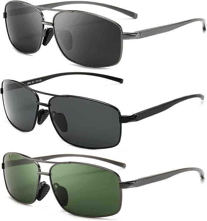 SUNGAIT Ultra Lightweight Rectangular Polarized Sunglasses Men UV400 Protection