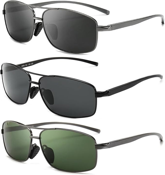 SUNGAIT Ultra Lightweight Rectangular Polarized Sunglasses Men UV400 Protection