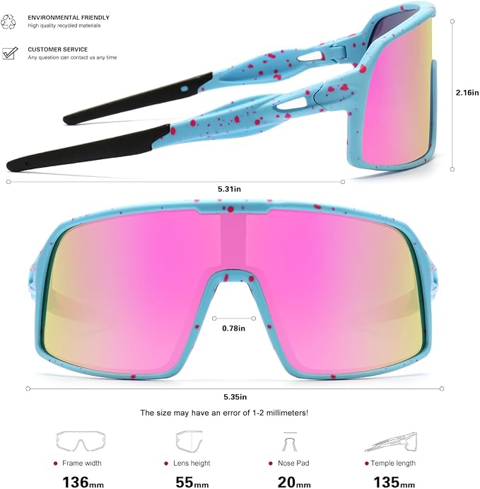 SEKKAF Polarized Sports Sunglasses for Men and Women Cycling Glasses UV Protection Goggles for Mountain Bike Running Fishing