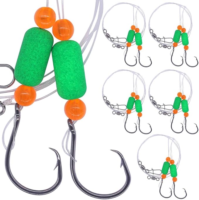 Pompano-Rigs-for-Surf-Fishing-Saltwater-Gear with Double Circle & Wide Gap Hook-6-Pack Surf Fishing Tackle