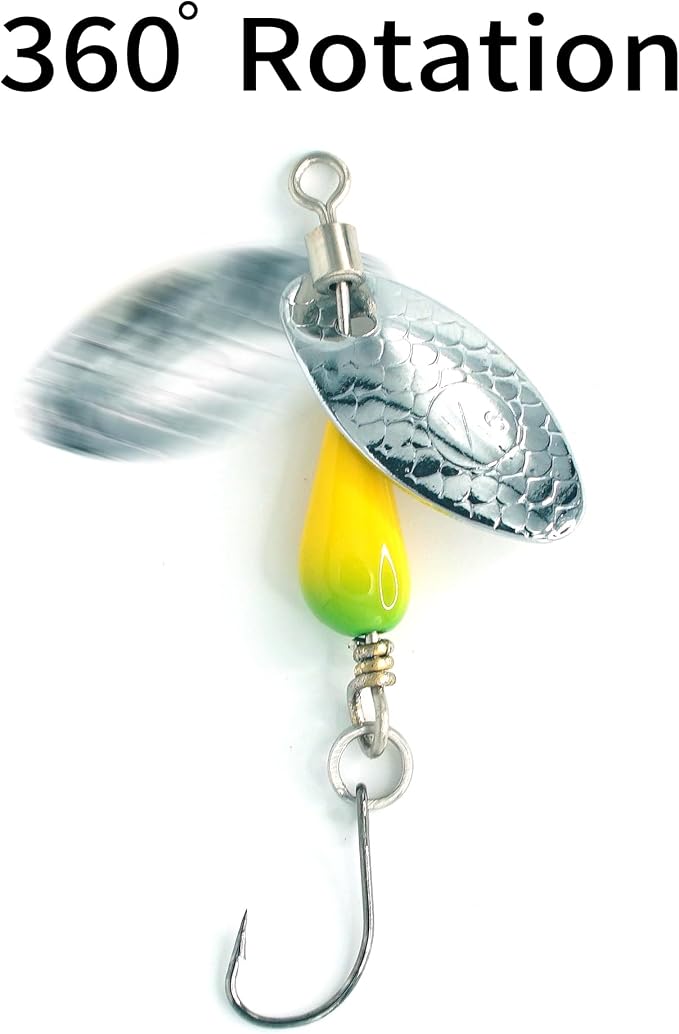 Trout Spinners - Fly Trout Fishing Lures for Bass Salmon Pike, Smallmouth Bass Lures with Brass Spinner for Lake River Fishing