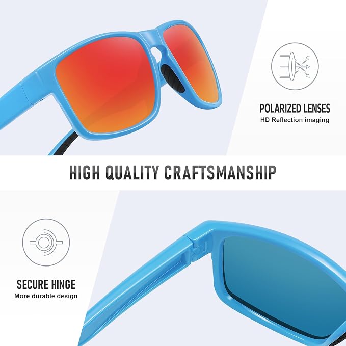 Sports Polarized Sunglasses for Men Women UV Protection Unbreakable Driving Running Fishing Hiking Sun Glasses