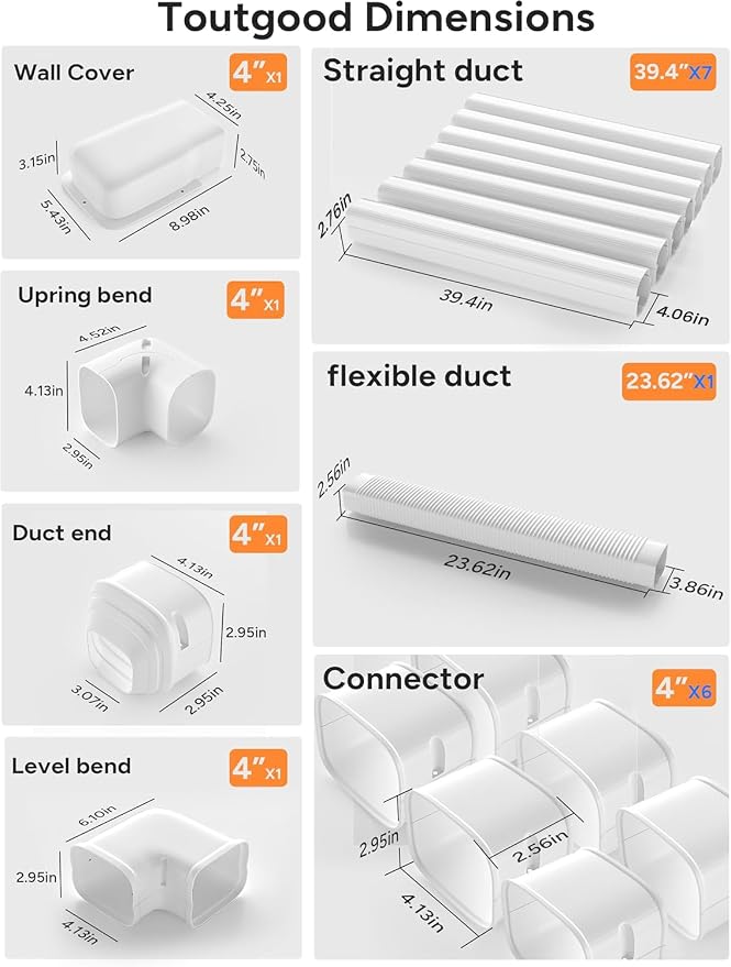 4'' 26Ft Mini Split Line Set Cover Kit for Minisplit Ductless Linset Air Conditioners and Heat Pumps, Central AC Decorative Upgraded UV-Proof Strong & Durability PVC Pipe