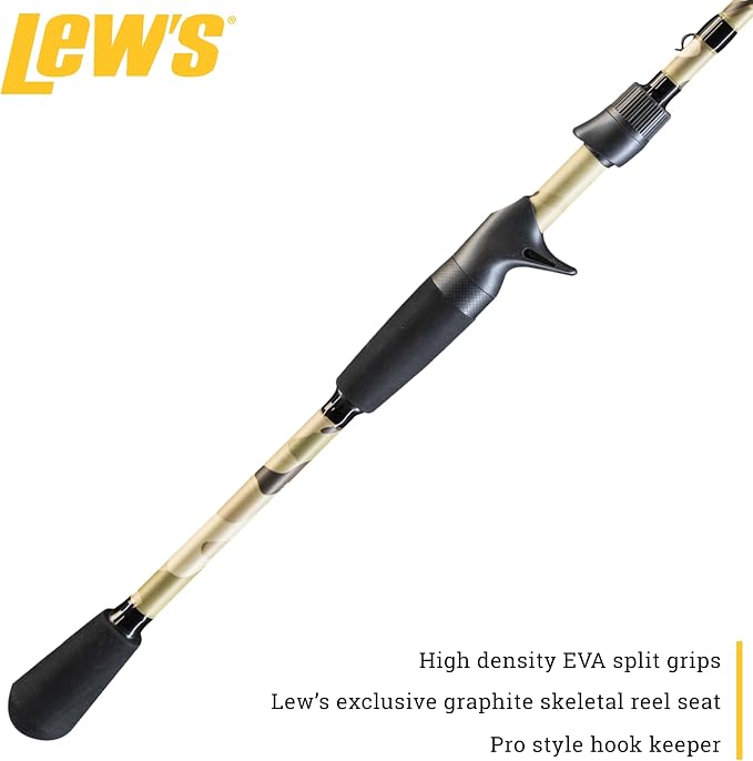 Lew's American Hero Tier 1 Casting Fishing Rod, HM50 Graphite Blank with Stainless Steel Guides, Split Grip EVA Handle, Multicam
