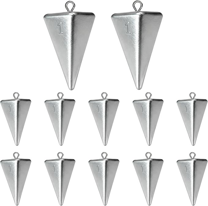 Fishing Weights Pyramid Sinkers Kit Bullet Fishing Weights Sinkers for Ocean Saltwater Surf Fishing Gear Tackle 1oz 2oz 3oz 4oz