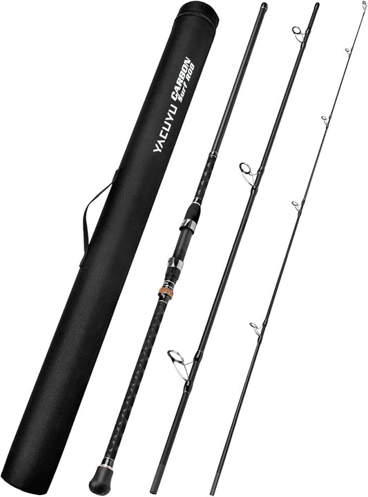 PROBEROS Surf Fishing Rod - Casting Spinning Fishing Rods with Tube(Case) 3 Piece 9'/10'/11'/12' Carbon Saltwater Travel Surf Spinning Rods