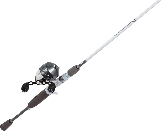 ProFISHiency 6'3" Grey/White Spincast Combo | 6'3" Medium Action 2pc IM6 Graphite Rod | Spincast Reel w/ 4.1:1 Gear Ratio | Aluminum Handle w/EVA Knobs | Pre-Spooled w/ 8lb Abrasion Resistant Line