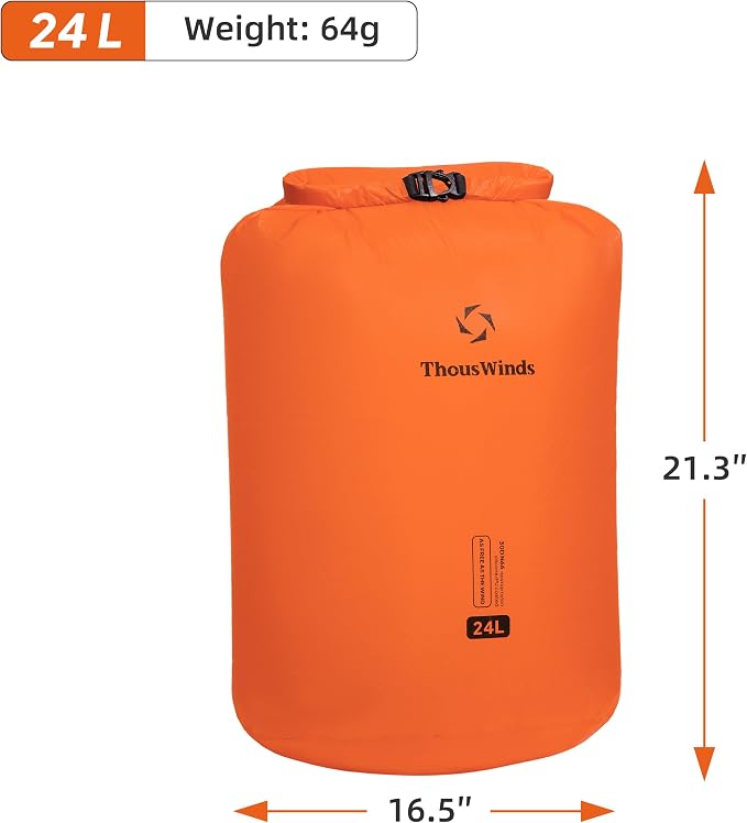 Thous Winds Heavy Duty Waterproof Dry Bag, 24L/36L Large Capacity Roll Top Dry Sack for Travel, Fishing, Motorcycle, Camping, Kayaking, Boating