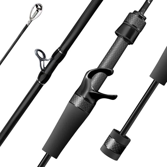 SEASIR Riveria Ultralight Fishing Rod, BFS Spinning Baitcasting Rod, 40T Carbon Fiber Baitcaster Rod, 10 Piece Casting Rod for Freshwater Bass Trout, Fuji O Ring Guide, EVA Handle, Fast, Black