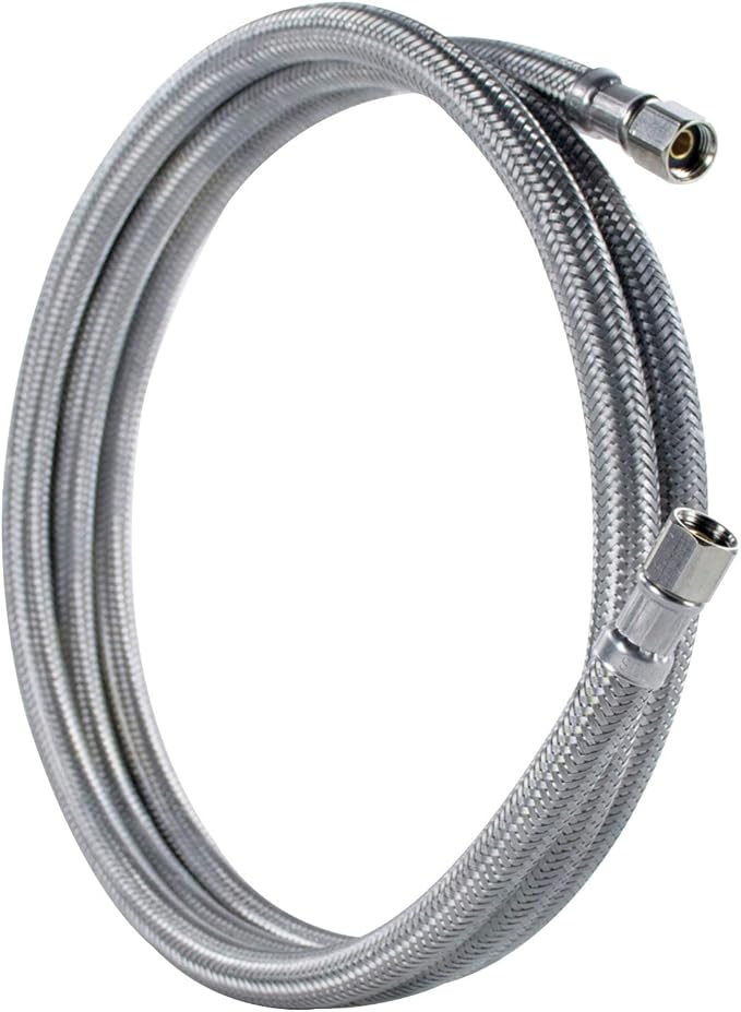 Certified Appliance Accessories Ice Maker Water Line, 5 Feet, PVC Core with Premium Braided Stainless Steel, Silver