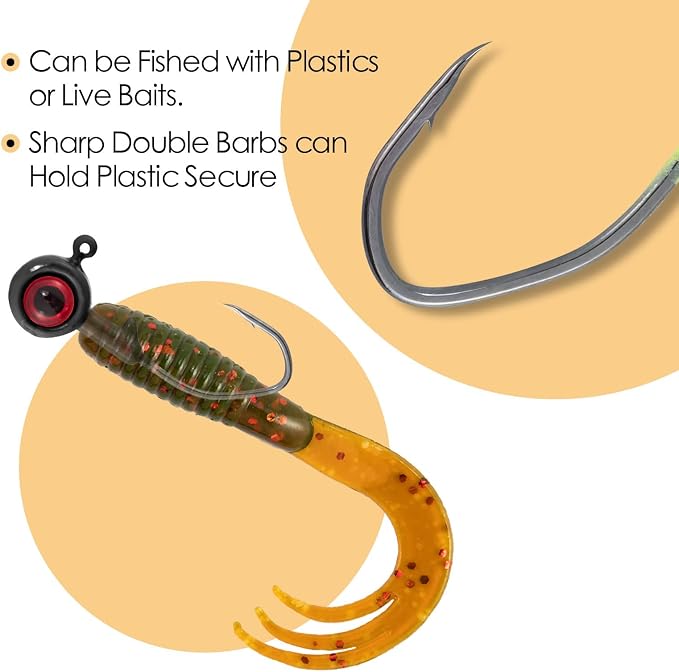 Dr.Fish Crappie Jig 3D Eyes Fishing Jig Head Freshwater Crappie Trout Panfish Hook Bass Fishing Lure 1/32oz 1/16oz 1/8oz