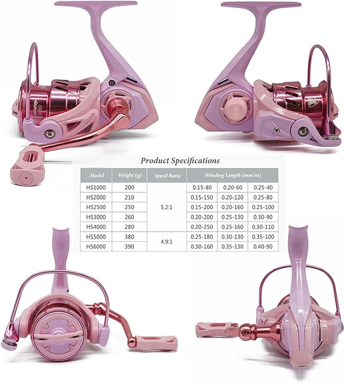 Pink Macaron Fishing Reel, Metal Waterproof Lightweight Fishing Reel - HPCR Rolling Bearings for Smooth Operation