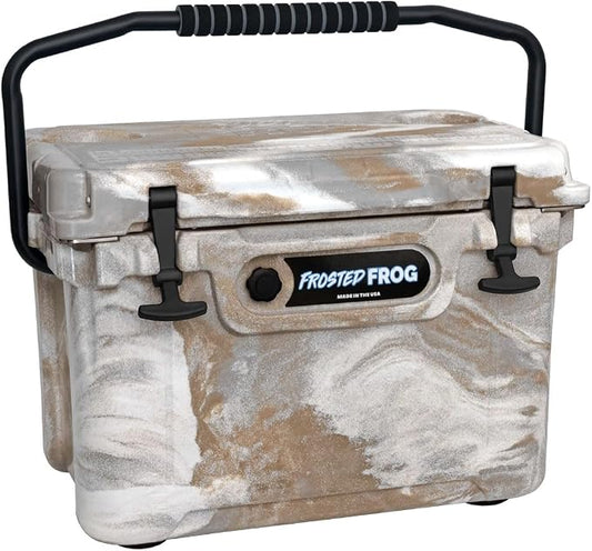 USA Made Frosted Frog Camo 20 Quart Ice Chest Heavy Duty High Performance Roto-Molded Commercial Grade Insulated Cooler