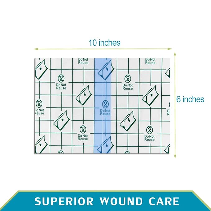50 Pcs Waterproof Shower Protector Bandage | 6x10 Inch Large Wounds Showering Cover for Knee Replacement Surgery C Section Post Abdominal Surgery Hip Incision Adhesive Dressing Transparent Film