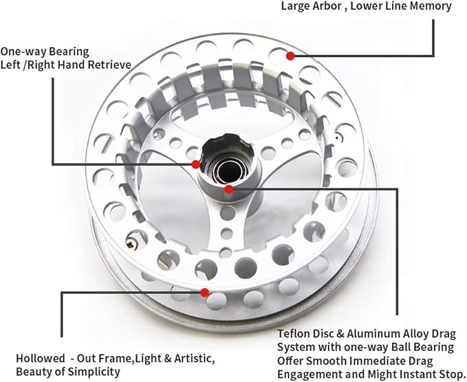 (1/2WT 3/4WT 5/6WT 7/8WT) Fly Reel with Line Combo Aluminum Alloy Large Arbor Fly Fishing Reels Weight Forward Fly Line with Braided Backing Taper Leader Pre-Tied