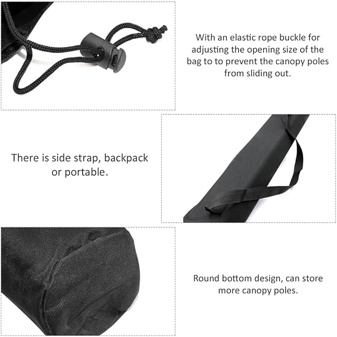 80cm Oxford Pole Storage Bag - Water proof Carrying Case with Shoulder Strap for Canopy Poles, Trekking Poles & Fishing Rods (31.5" Length, Black)‌