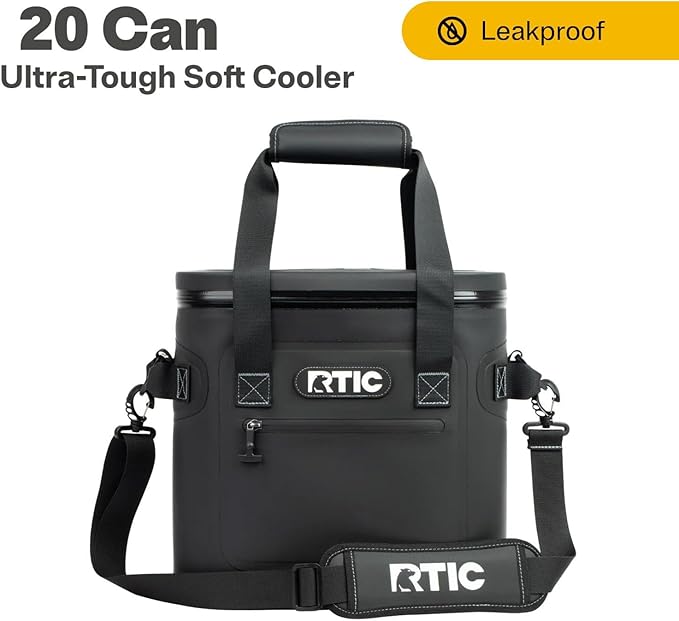 RTIC Ultra-Tough Soft Cooler 20 Can, Insulated Bag Portable Ice Chest Box for Lunch, Beach, Drink, Beverage, Travel, Camping, Picnic, Car, Trips, Floating Cooler Leak-Proof with Zipper