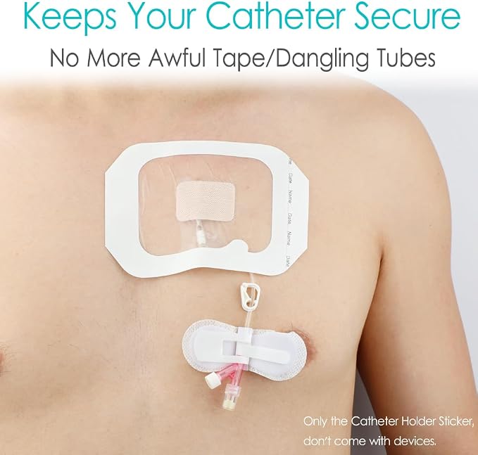 Low-Profile Catheter Stabilization Device for Kids Baby's Gtube Feeding Tube G J Tube Peg Pd Catheter Holder Peritoneal Dialysis Accessories Adhesive Patch Dressing (Pack of 20)