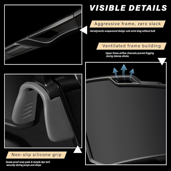 Polarized Sport Sunglasses Men Cycling Driving Fishing UV Protection Sun Glasses Lightweight Big Frame Mountain Bike Goggles