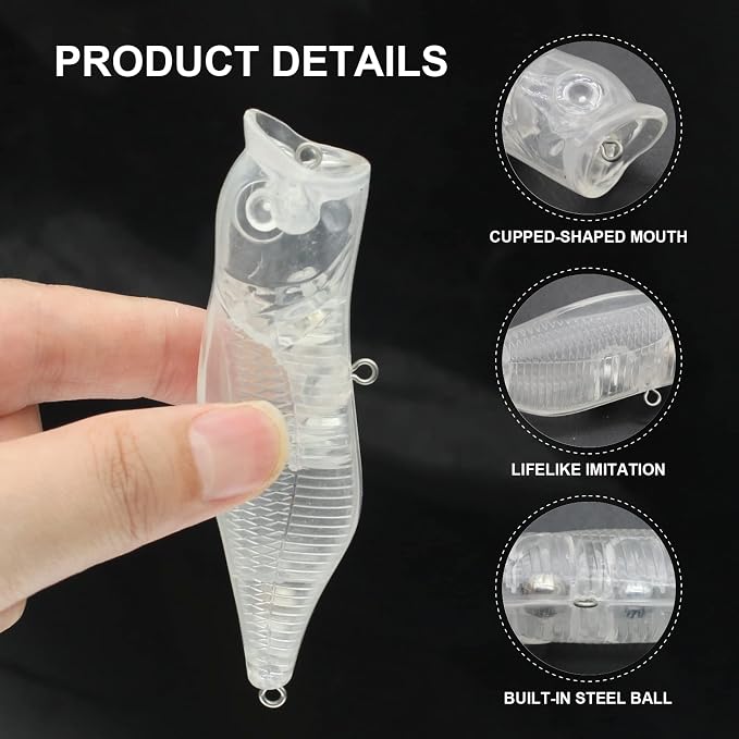 10pcs/20pcs Fishing Blanks Lures Kit Fishing Topwater Unpainted Swimbait Unpainted Crankbaits Hard Baits DIY Lure for Bass Salmon Trout Saltwater and Freshwater