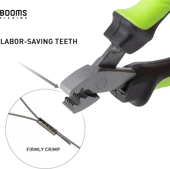 Booms Fishing CP2 Fishing Crimping Tool for Single-Barrel Sleeves, Green