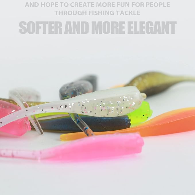 75pcs Crappie Lures Kit - Soft Plastic Coloured Crappie & Panfish Shad Baits