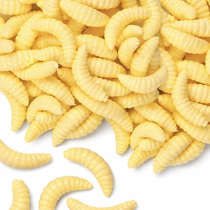 Fake Worms for Fishing – Realistic Soft Plastic Fishing Lures – Artificial Maggots & Waxworms for Panfish, Bluegill Lure Bait