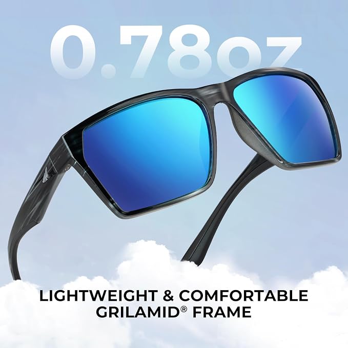 KastKing Beartrap Polarized Sports Fishing Sunglasses, With PuriVex Protective Lens Coating, Square Frame Design, Men Women