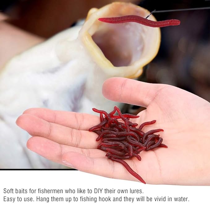Earthworm Bait, Soft Insects Fishing Lure 200PCS Fishing Lure 4cm Soft Insects False Earthworm Sea Bait Soft Lures Bloodworm Lures Artificial Baits