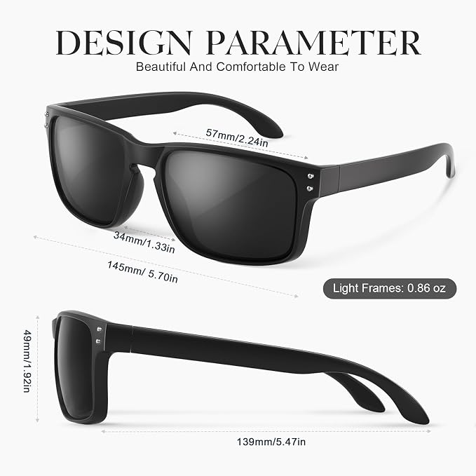 Polarized Sunglasses for Men Women - Classic Sport Sun Glasses for Driving Running Cycling Fishing UV400 Protection