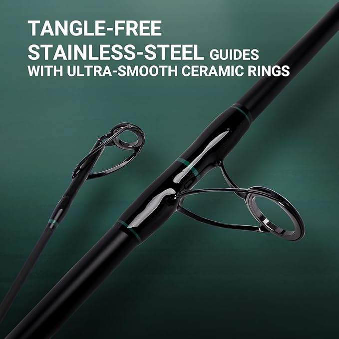 Fiblink 4-Piece Surf Spinning Fishing Rod, Portable Travel-Friendly Pole, Carbon Fiber Fishing Rod (9’/10’/12’)
