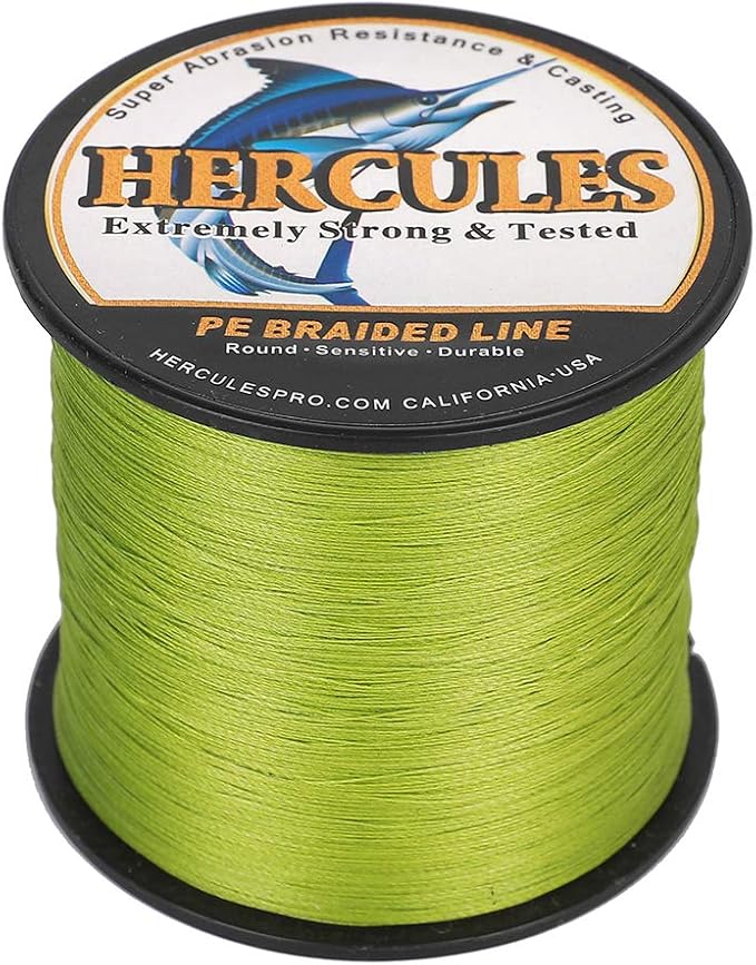 HERCULES Cost-Effective Super Cast 8 Strands Braided Fishing Line 10LB to 300LB Test for Salt-Water,109/328/547/1094 Yards(100M/300M/500M/1000M),Diam.#0.12MM-1.2MM,Hi-Grade Performance,Variety Colors