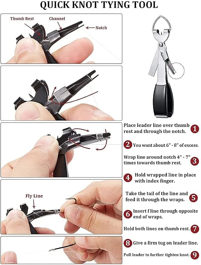 4 Pack Fishing Knot Tying Tool, Fast Line Clippers Tie Tippet Cutter Nipper Quick Nail with Retractor Zinger