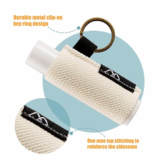 WK IEASON Lip Balm Holder Keychain, Stocking Stuffers for Teen Girls, 3PCS Clip on Lip Gloss Holder Compatible With Chapstick, Burt's Bees Sleeves Holder Key Chains Women Cute Elastic Lipstick Holder