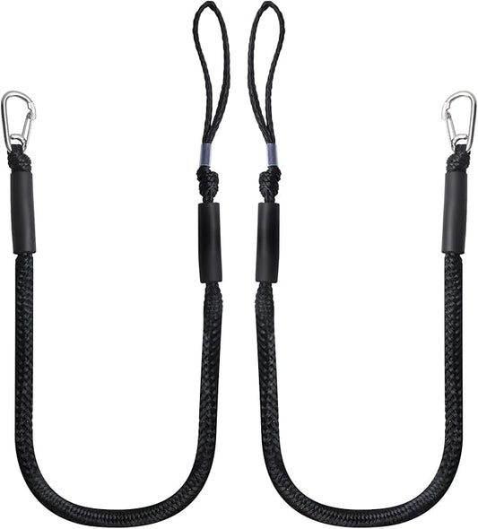 4 Feet Bungee Dock Line with Stainless Steel Clip & Foam Float 2pcs, Mooring Rope for Docking with Built-in Snubber, Ideal Boat Accessories for PWC, Jet Ski, SeaDoo, Kayak, Pontoon, Canoe
