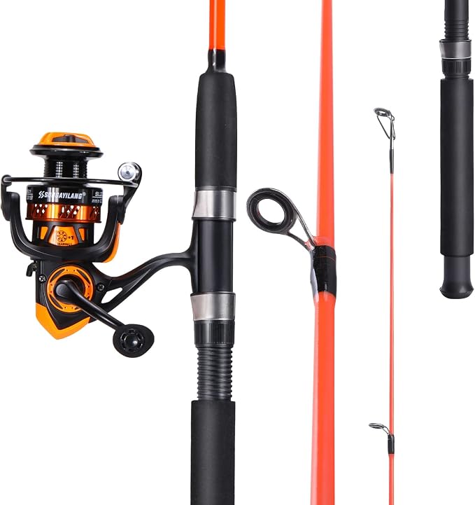 Sougayilang Catfish Fishing Rod and Reel Combo, 2-Piece Spinning Combo, Durable Graphite & Glass Blanks Fishing Pole for Crappie