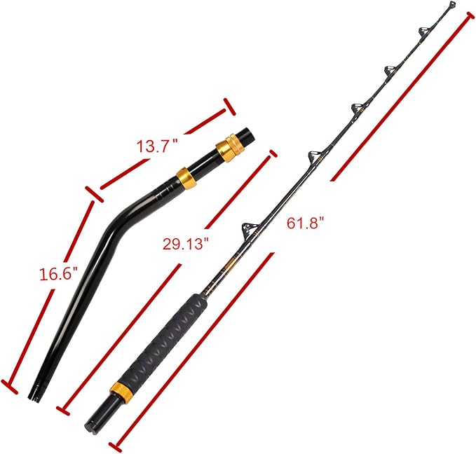 Fiblink Bent Butt Fishing Rod 2-Piece Saltwater Offshore Trolling Rod Big Game Roller Rod Conventional Boat Fishing Pole
