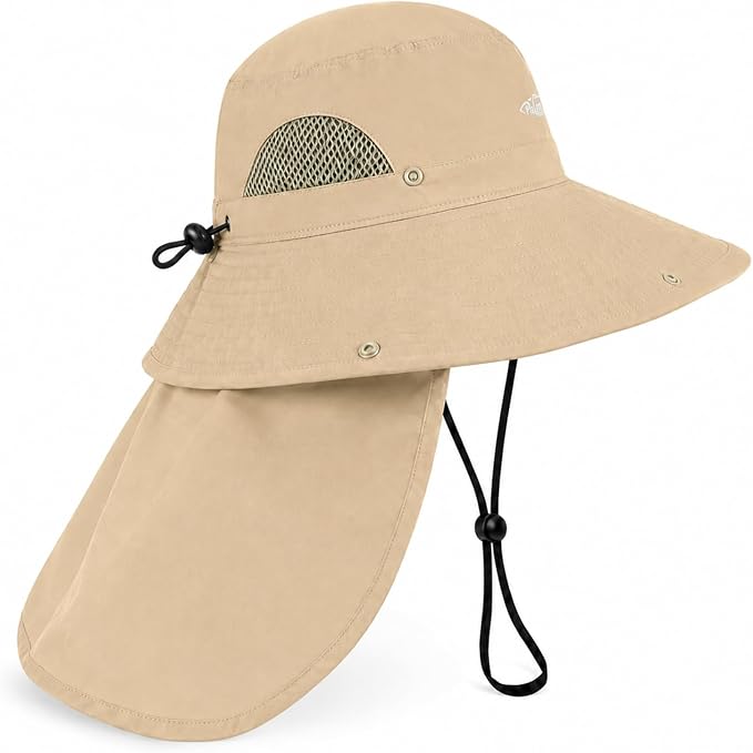 Palmyth Fishing Hat with Detachable Neck Flap UPF 50+ Sun Hats for Men, Breathable Mesh UV Protection for Fishing Hiking