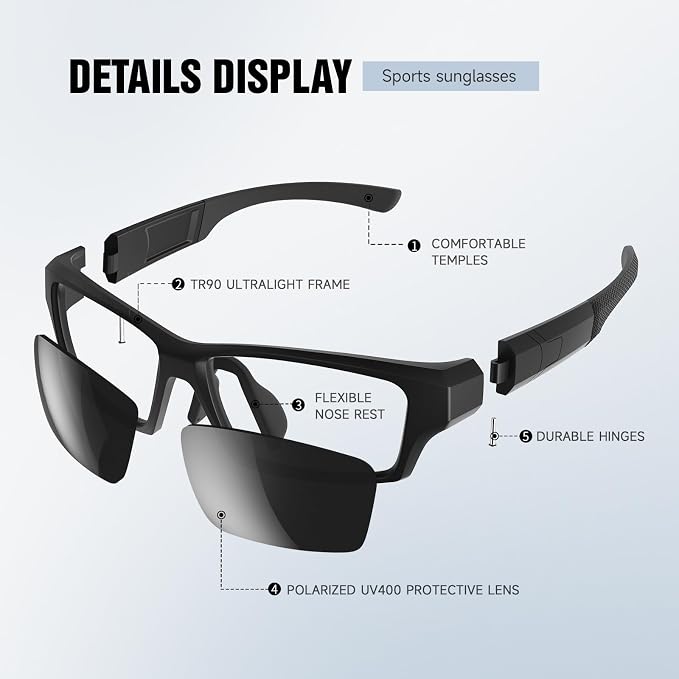 Polarized Sports Sunglasses for Men Women - Wrap Around Sun Glasses with UV Protection Fishing Cycling Running