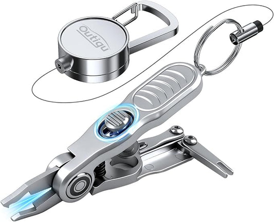 Multifunctional Fishing Line Cutters – Fly Fishing Nippers with Retractors, 420 Stainless Steel Knot Tying Tool and Braided Line Scissors Clippers, Rustproof Fishing Gear Gifts for Men