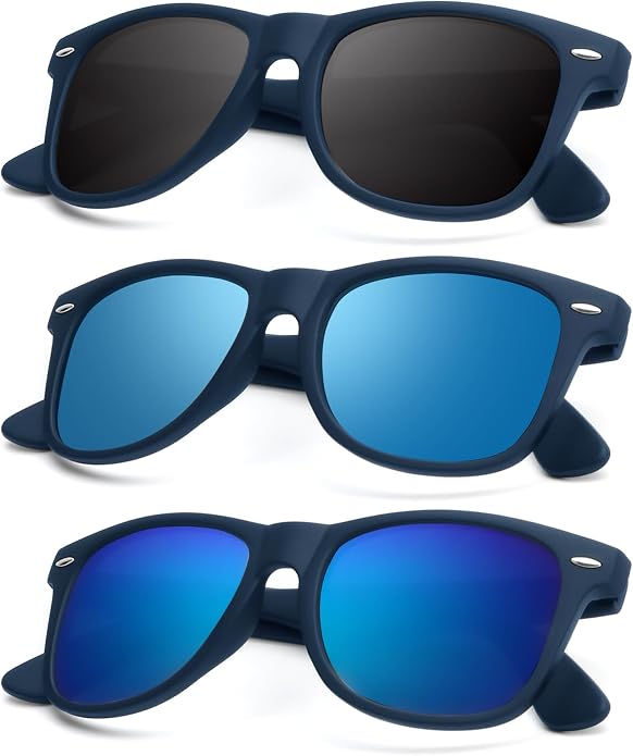 KALIYADI Polarized Sunglasses for Men and Women Matte Finish Sun glasses Color Mirror Lens UV Blocking (3 Pack)