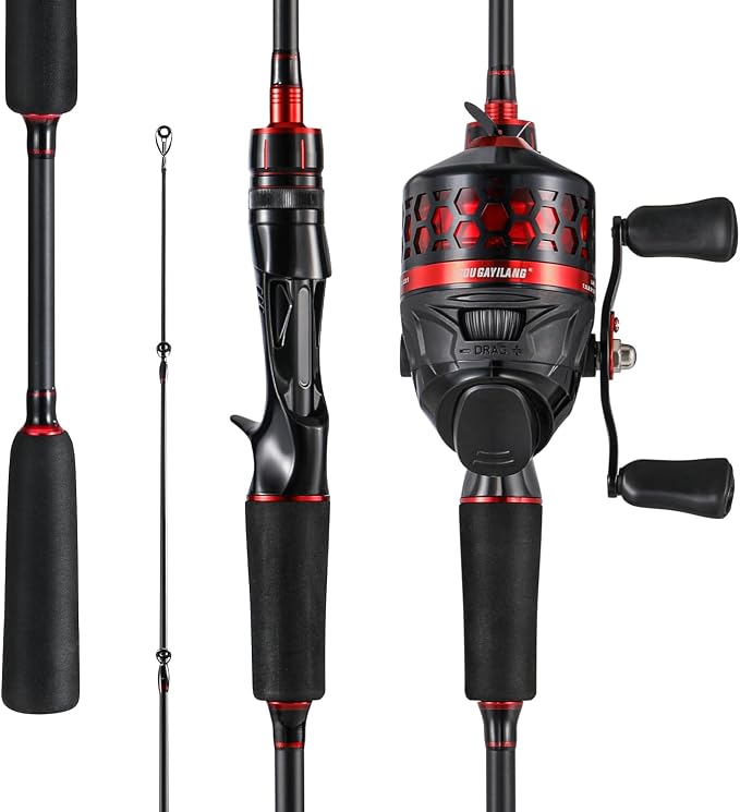 Sougayilang Spincast Fishing Rod and Reel Combo - 2-Piece Lightweight & Portable Casting Rod with Easy-to-Use Spincast Reel for Beginners, Youth, Freshwater Fishing