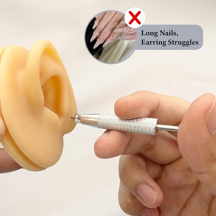 14G 16G 18G 20G Piercing Taper Piercing Ball Grabber Tool Stainless Steel Flat Back Earring Applicator Tool Threadless Insertion Pin Curved Body Piercing Kit for Ear/Nose/Navel/Lip/Eyebrow