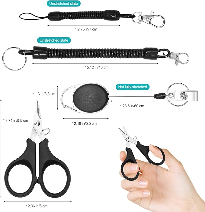 Fishing Line Cutter, Fishing Scissors, Fishing Line Clippers 3-Pack, Stainless Steel with Lanyards for Braided Line and Tackle Box Use