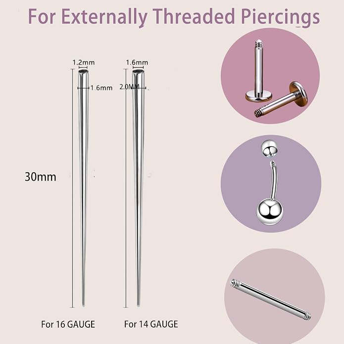 Piercing Ball Grabber Tool and Piercing Taper 16G 18G 14G for Flat Back Threader Earring Insertion, Stainless Steel Piercing Tool Kit
