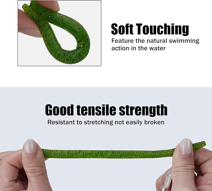 Soft Plastic Worms for Bass Fishing - Salted Soft Plastic Fishing Lures with Hook Slot 3.94in Saltwater Freshwater Bass Baits FS/RE-04